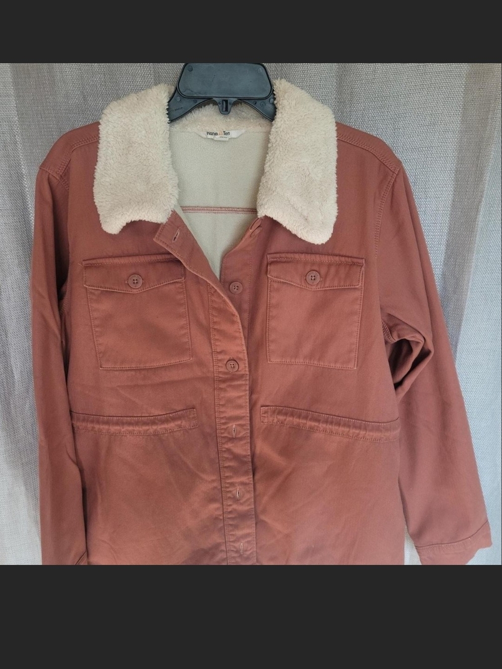 Hang Ten Women's Plush Collar Sherpa Lined Utility Jacket Copper Rose Sz XL